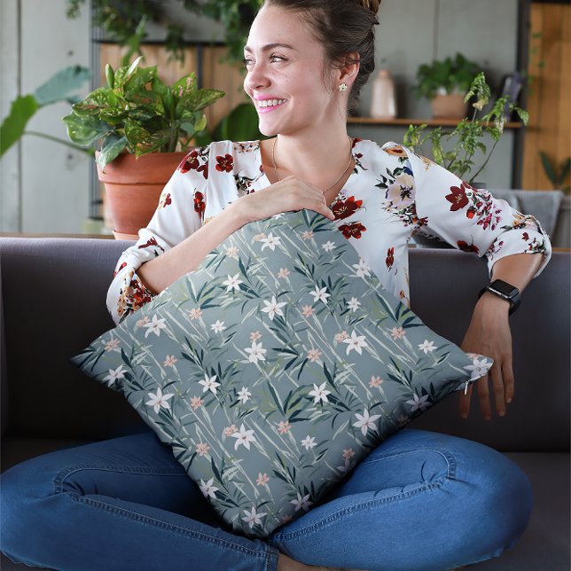 Japanese botanical zen flowers pattern cushion (Creator Uploaded)