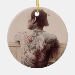Japanese Bridegroom's Tattoos, c.1880 (photo) Ceramic Ornament