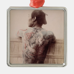 Japanese Bridegroom's Tattoos, c.1880 (photo) Metal Ornament