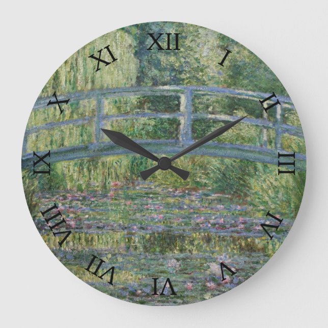 Japanese Bridge and Water Lilies by Claude Monet Large Clock (Front)