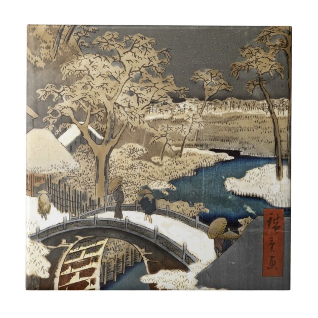 Japanese Bridge in the Snow Tile (Front)