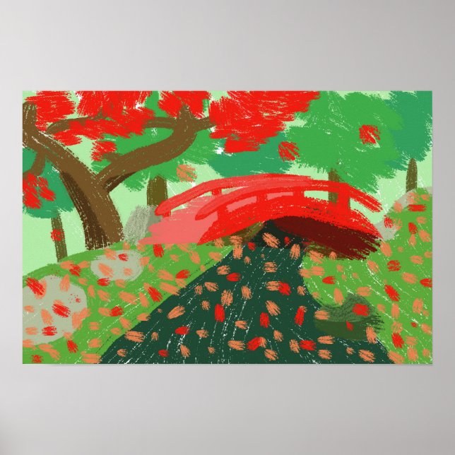 Japanese Bridge Under Maple Poster (Front)