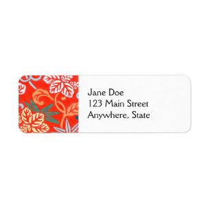 Japanese brocade - red and white return address label
