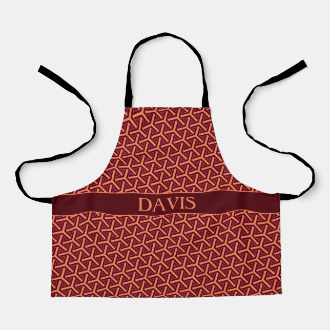 Japanese Brown Cream Minimal Pattern Apron (Front)