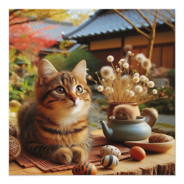 Japanese brown tabby cat poster (Front)