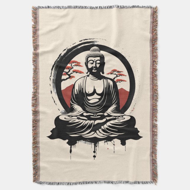 Japanese Buddha Zen  Throw Blanket (Front Vertical)