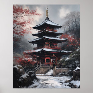 Japanese Buddhist Temple Art Print Poster
