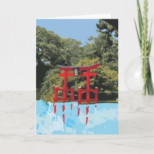 Japanese Building Built In Water Floating Gate Card