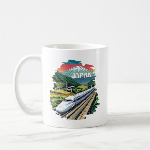 Japanese Bullet Train and Mount Fuji Coffee Mug