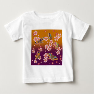 Japanese Butterflies Amid Sakura Blossoms Baby T-Shirt