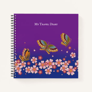 Japanese Butterflies Sakura Blossoms Personalised Notebook