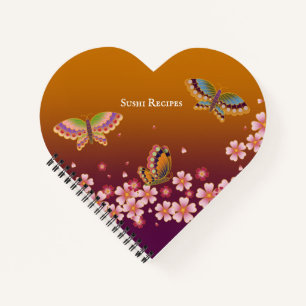 Japanese Butterflies Sakura Blossoms Personalised Notebook