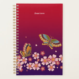 Japanese Butterflies Sakura Blossoms Personalised Planner