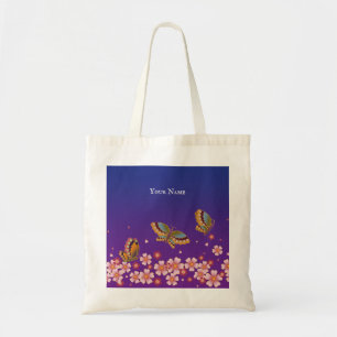 Japanese Butterflies Sakura Blossoms Personalised Tote Bag