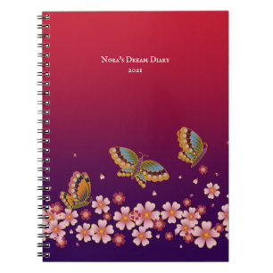 Japanese Butterflies Sakura Blossoms Personalized Notebook