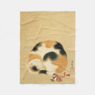 Japanese Calico cat, Hanabusa Itchō Fleece Blanket