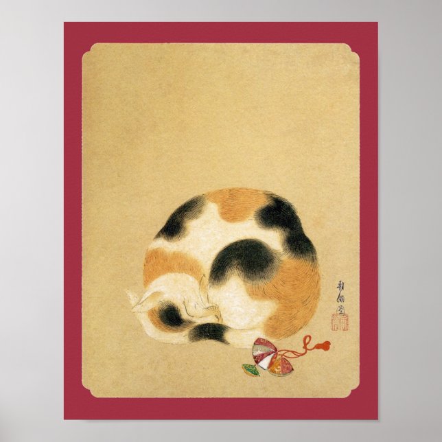 Japanese Calico cat, Hanabusa Itchō Poster (Front)