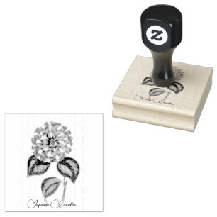 Japanese Camellia Flowers Rubber Stamp