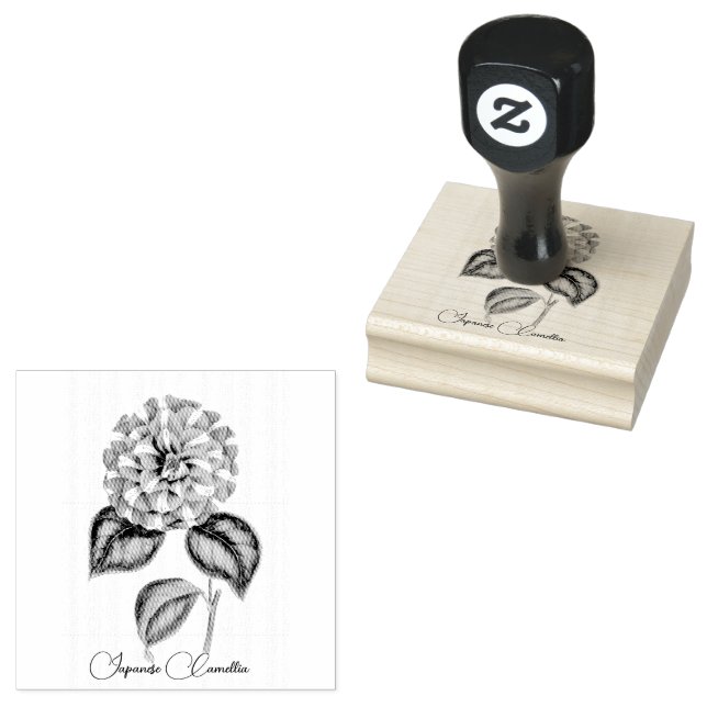 Japanese Camellia Flowers Rubber Stamp (Stamped)
