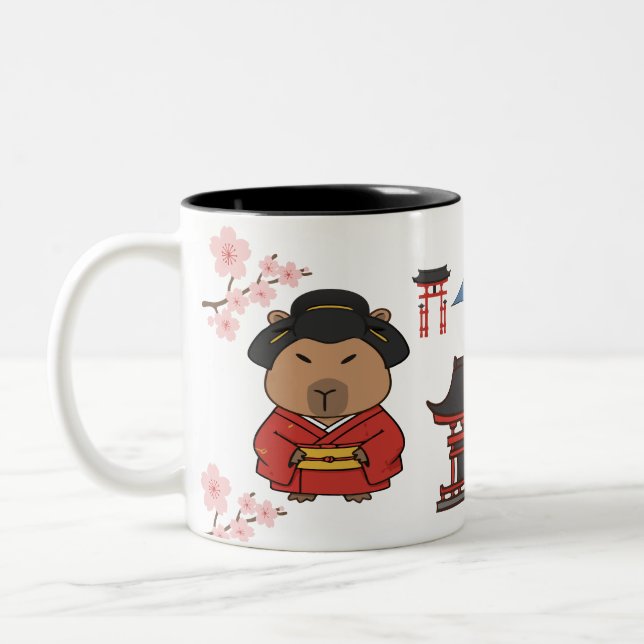 Japanese Capybara Mug | Cute Aesthetic Coffee Cup (Left)