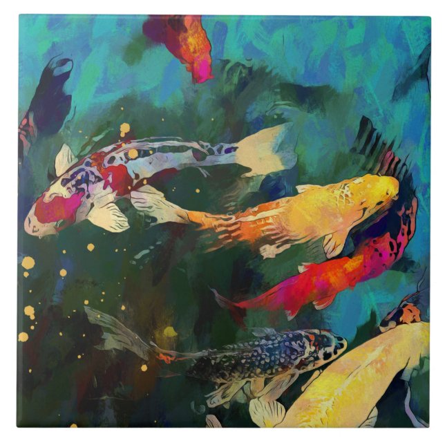 Japanese carp Ceramic Tile (Front)