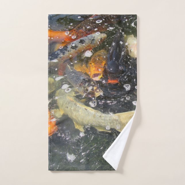 Japanese Carp Koi Fish Swimming  Bath Towel Set (Hand Towel)