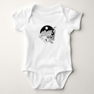 Japanese carp koi with Yin & Yang Background Baby Bodysuit