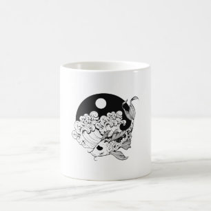 Japanese carp koi with Yin & Yang Background Coffee Mug