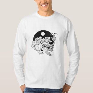 Japanese carp koi with Yin & Yang Background T-Shirt