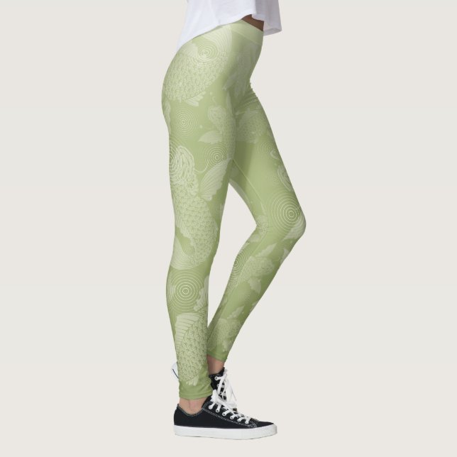 Japanese carp-moss green ground@miyasan leggings (Right)