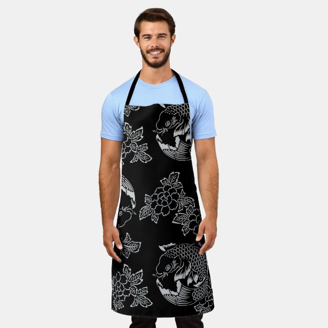 Japanese Carp Tattoo Pattern Apron (Worn)