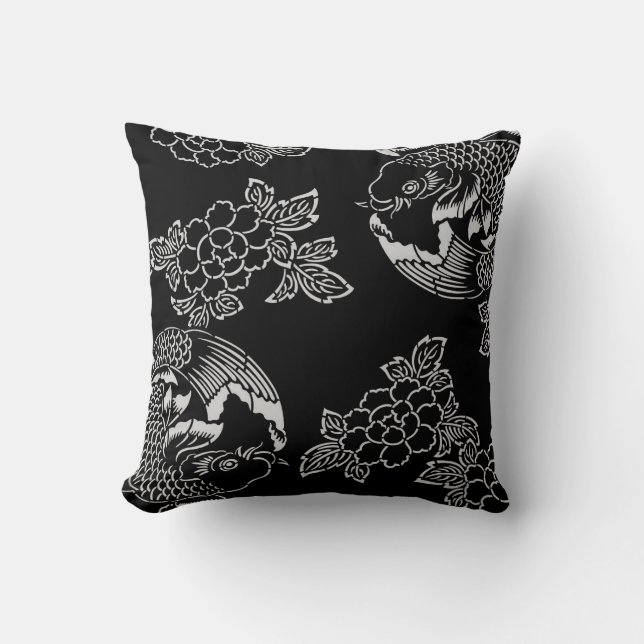Japanese Carp Tattoo Pattern Cushion (Front)
