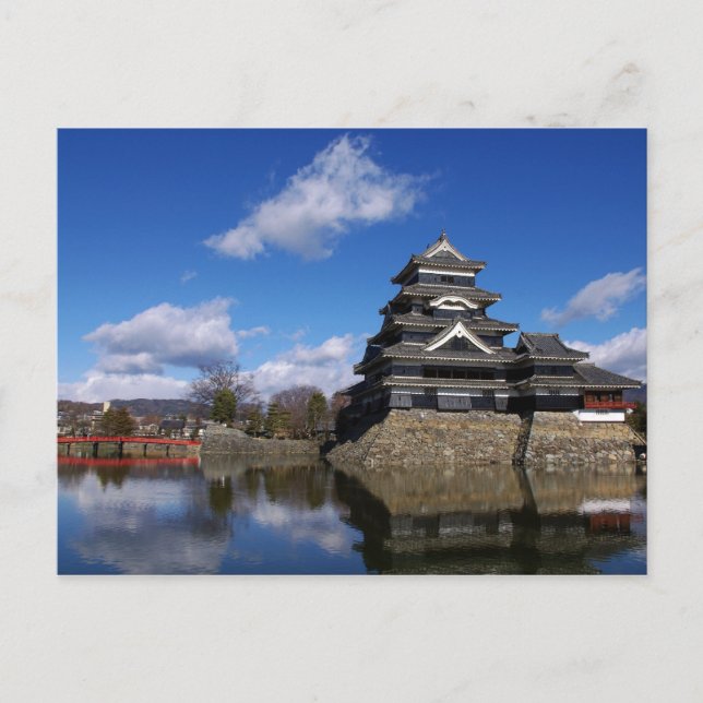 Japanese Castle surrounded by blue castle moat Postcard (Front)
