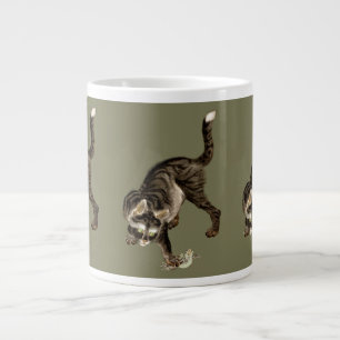 Japanese Cat Catching a Frog Large Coffee Mug