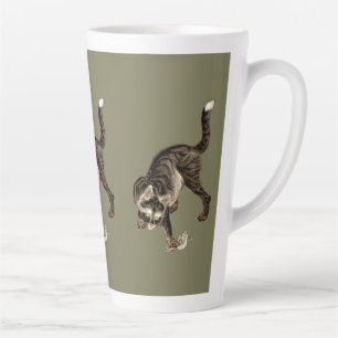 Japanese Cat Catching a Frog Latte Mug