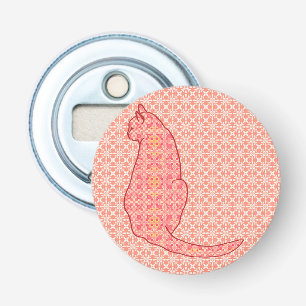 Japanese Cat - Coral Orange Batik Bottle Opener