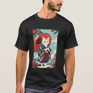 Japanese Cat Cute Retro Geisha Cat Neko Vintage Ar T-Shirt