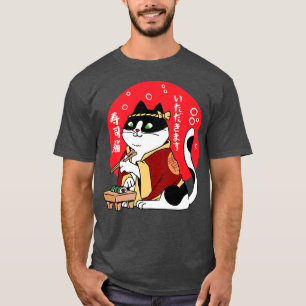 Japanese Cat Eating Japan Food Kitten Ramen Noodle T-Shirt
