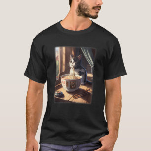 Japanese  cat eating tonkotsu ramen T-Shirt