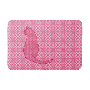 Japanese Cat - Fuchsia Pink Batik Bath Mat