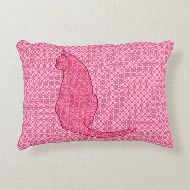 Japanese Cat - Fuchsia Pink Batik Decorative Pillo Cushion (Front)