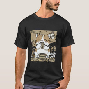 Japanese Cat Manga Animal Lover Ramen Noodle Anime T-Shirt