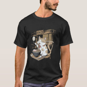 Japanese Cat Manga Animal Lover Ramen Noodle Anime T-Shirt