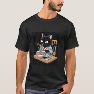 Japanese Cat Manga Animal Lover Ramen Noodle Anime T-Shirt