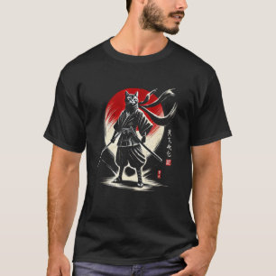 Japanese Cat Ninja Samurai Japan Warrior Mum Dad K T-Shirt
