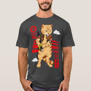 Japanese Cat Samurai Kaiju Warrior Ronin Bushido K T-Shirt