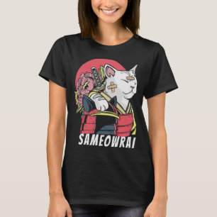 Japanese Cat Samurai Katana Sameowrai Anime Funny T-Shirt