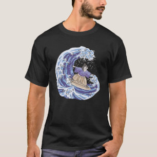Japanese Cat Surfing Aesthetic Waves Ocean Cute An T-Shirt