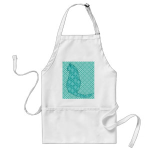 Japanese Cat - Turquoise Kimono Print Standard Apron