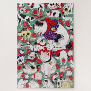 Japanese Cat, Ukiyo-e Jigsaw Puzzle